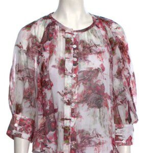 Women's Iro Floral Print Crew Neck Blouse Size 36/US4/Small